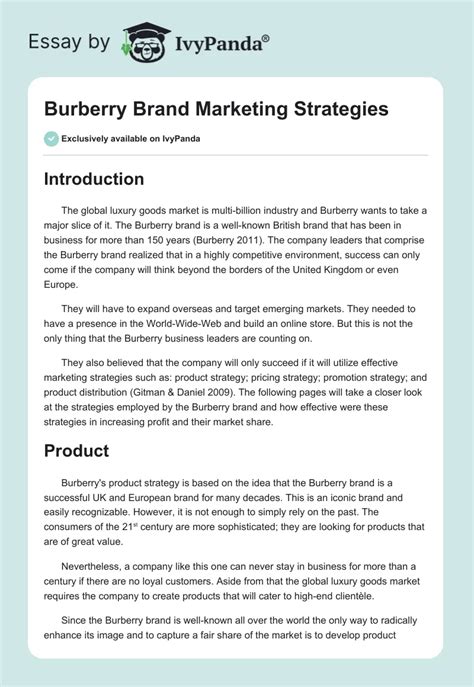 burberry brand vision|Burberry research paper.